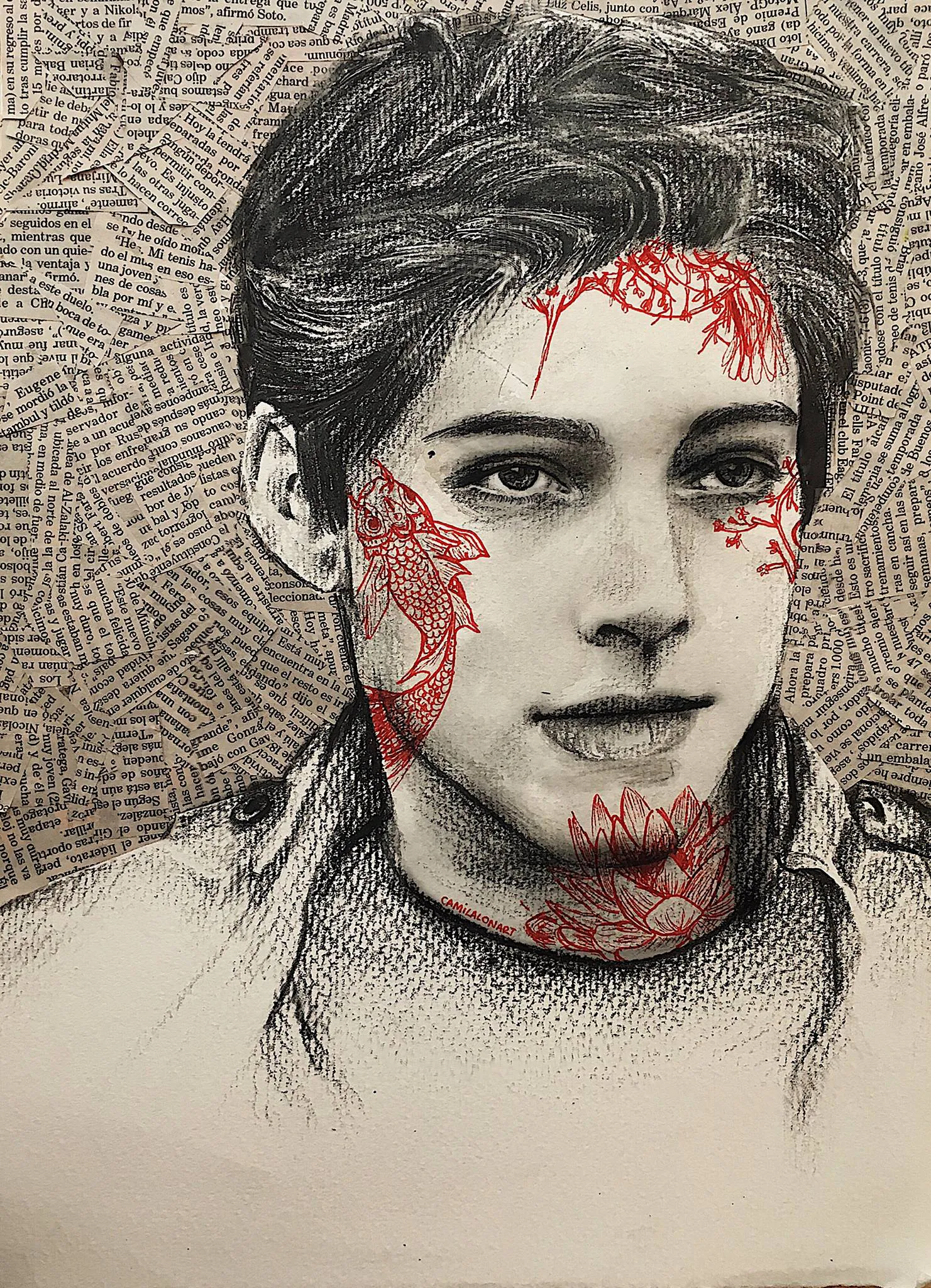 Crush — Watercolor, pencil and collage